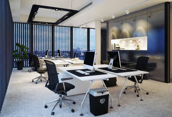 Office with dark blue-gray painted accent walls and satin finishes by an interior painter in Corte Madera, CA